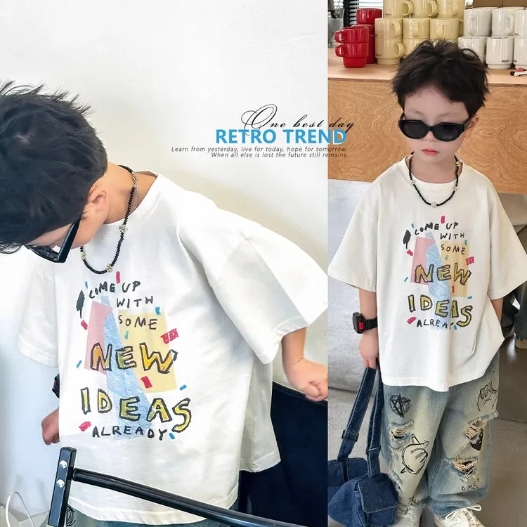 纯棉t恤新款短袖简约上衣新款夏季男孩半袖丅恤