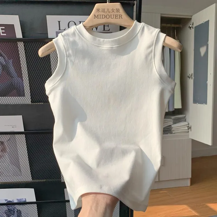 小高领无袖背心吊带运动健身休闲百搭夏季外穿潮流修身薄款背心潮