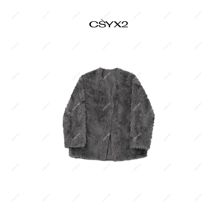 CsyX2-2025S/S早秋新款”北疆少女“毛绒感V领时尚外套CA4DP037