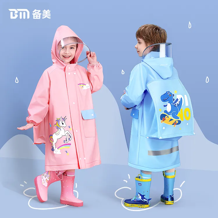 小孩雨衣加厚男女生小学生全身防水防暴雨新款加大书包位卡通雨披