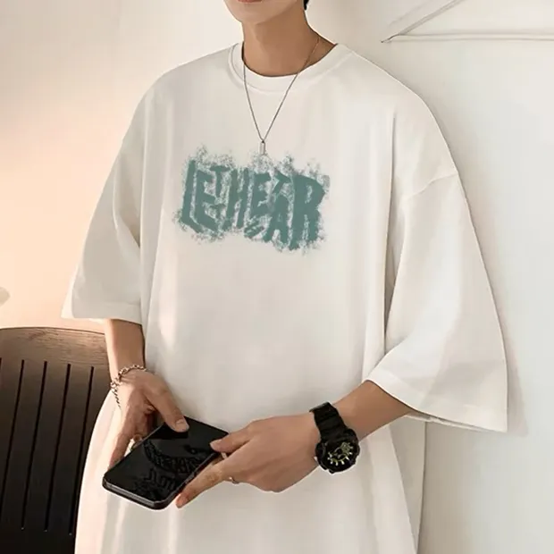 潮牌美式复古短袖男款2024年夏季新款宽松圆领上衣服男士百搭T恤