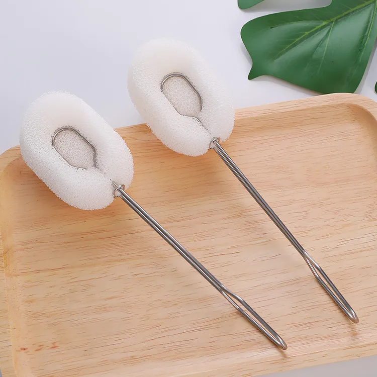 仿丝瓜络海绵杯刷不锈钢长柄杯刷清洗杯刷去污多功能清洗奶瓶刷