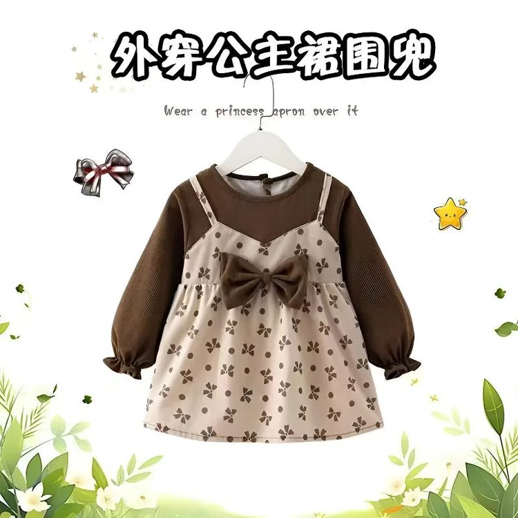 儿童罩衣女宝吃饭围兜公主洋气外穿秋冬女孩防水防脏幼儿反穿护衣
