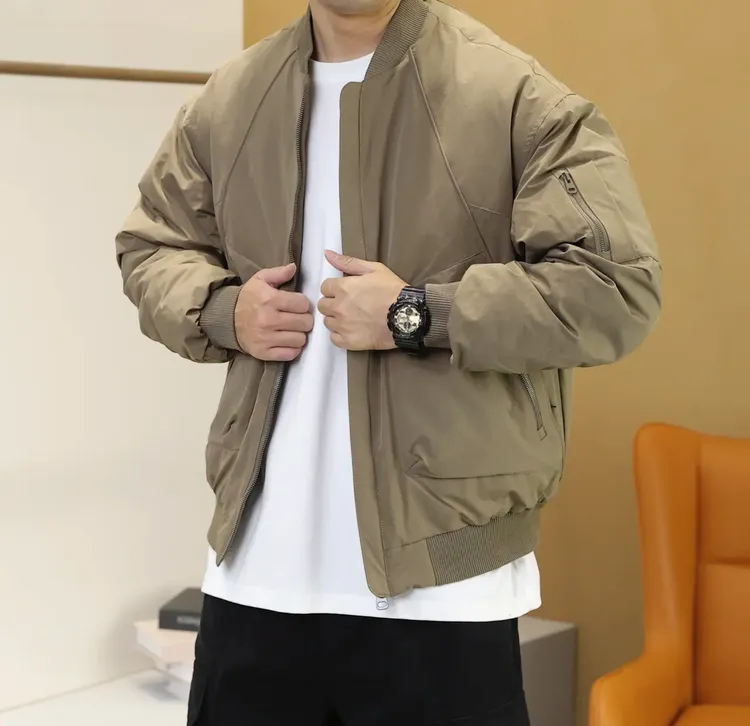 秋冬户外防寒90白鸭绒工装多口袋棒球领羽绒服宽松百搭潮男夹克