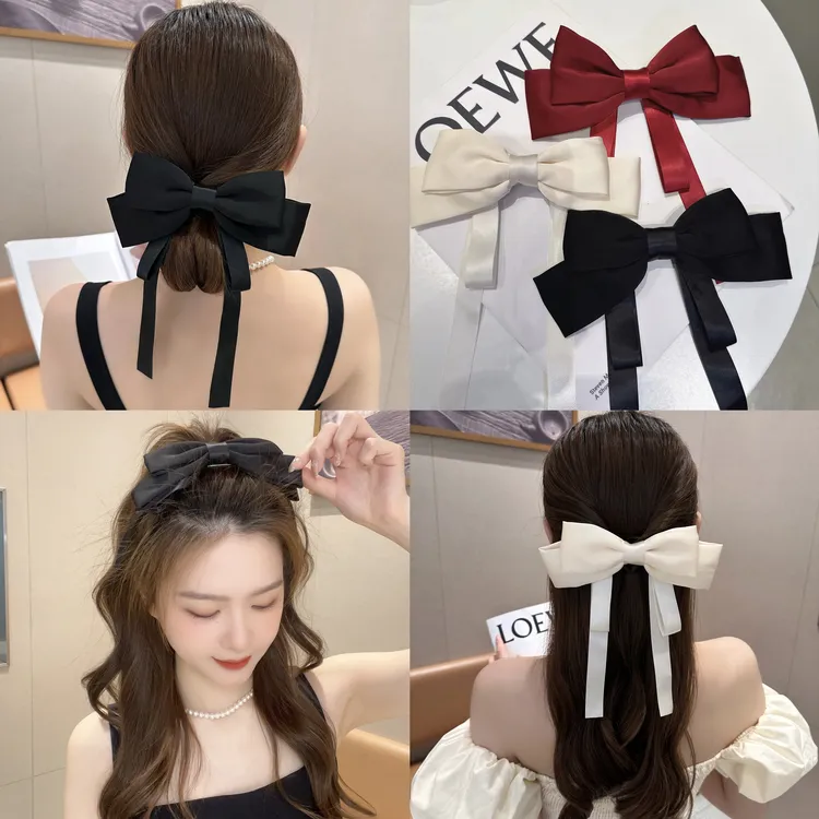 飘带蝴蝶结发夹女高级感夏季超仙优雅弹簧夹甜美