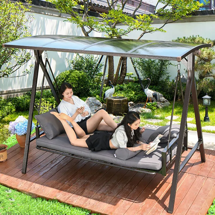 远茂北欧户外秋千庭院铝合金摇椅阳台成人秋千室外家用吊椅子露天