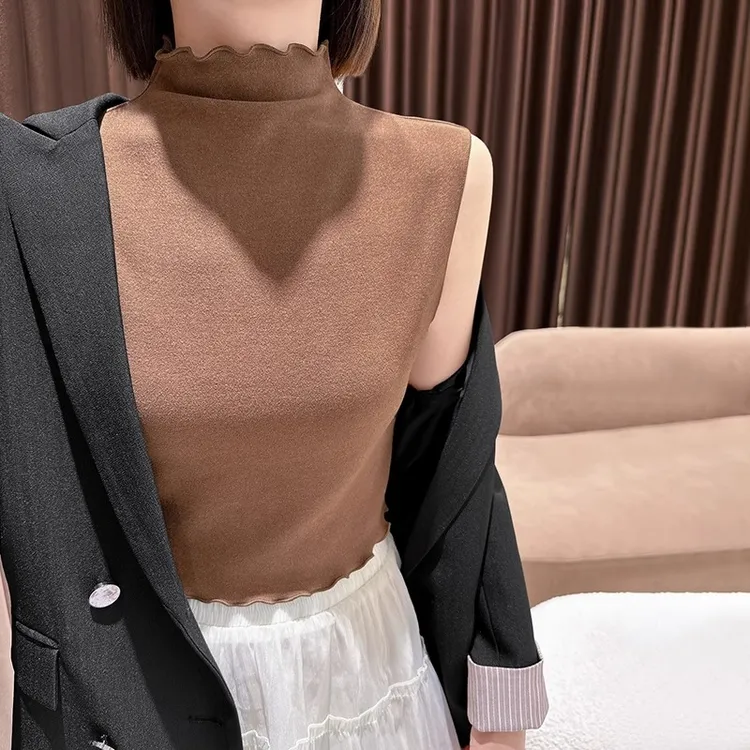 德绒半高领假领子女款爆款2023新款内搭神器秋冬款无袖修身打底衫