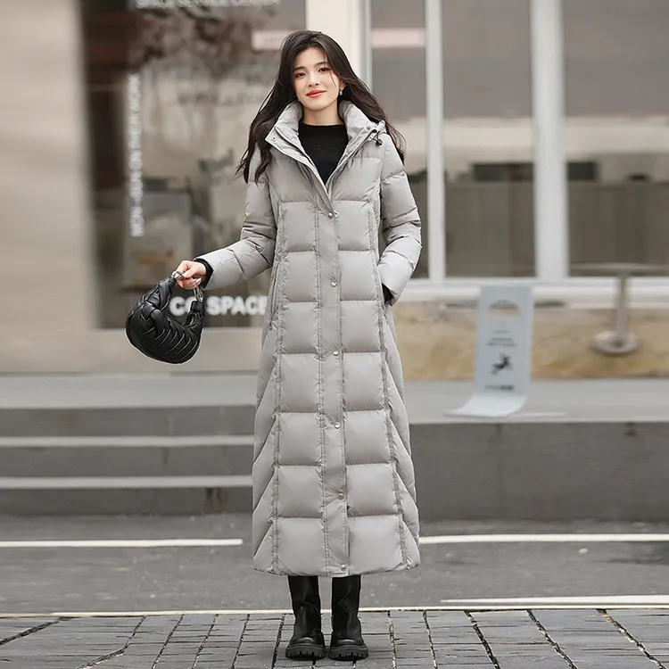 逐雅95白鸭绒加厚北方长款羽绒服女超厚防寒加长过膝超长款到脚踝