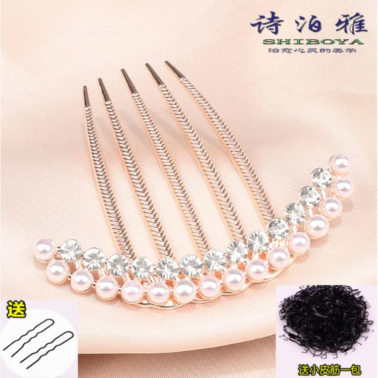 诗泊雅 仿珍珠插梳发簪发卡简约发梳头饰