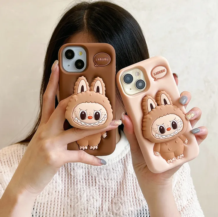卡通可爱拉布布苹果15promax新款iphone16创意14网红13立体硅胶12