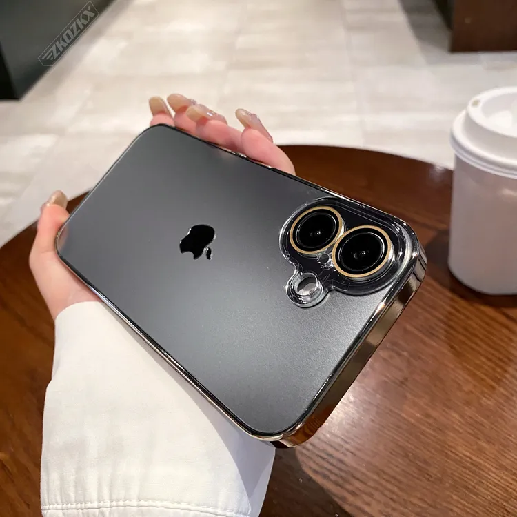 适用苹果16plus手机壳原标AG磨砂电镀超薄防摔全包镜头膜高级感