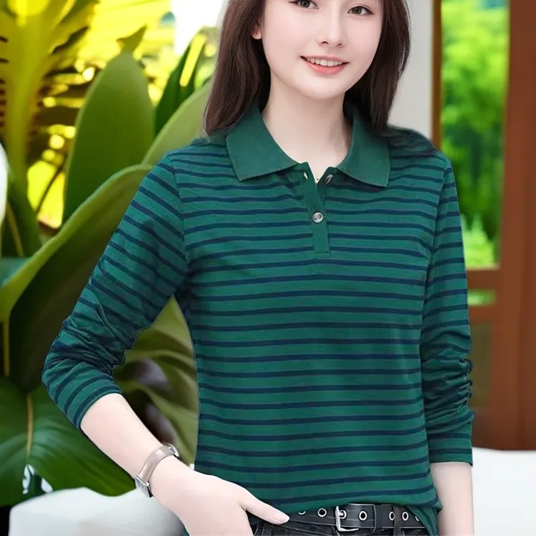 春秋秋季新款妈妈长袖气质减龄T恤洋气翻领打底女装时尚上衣小衫