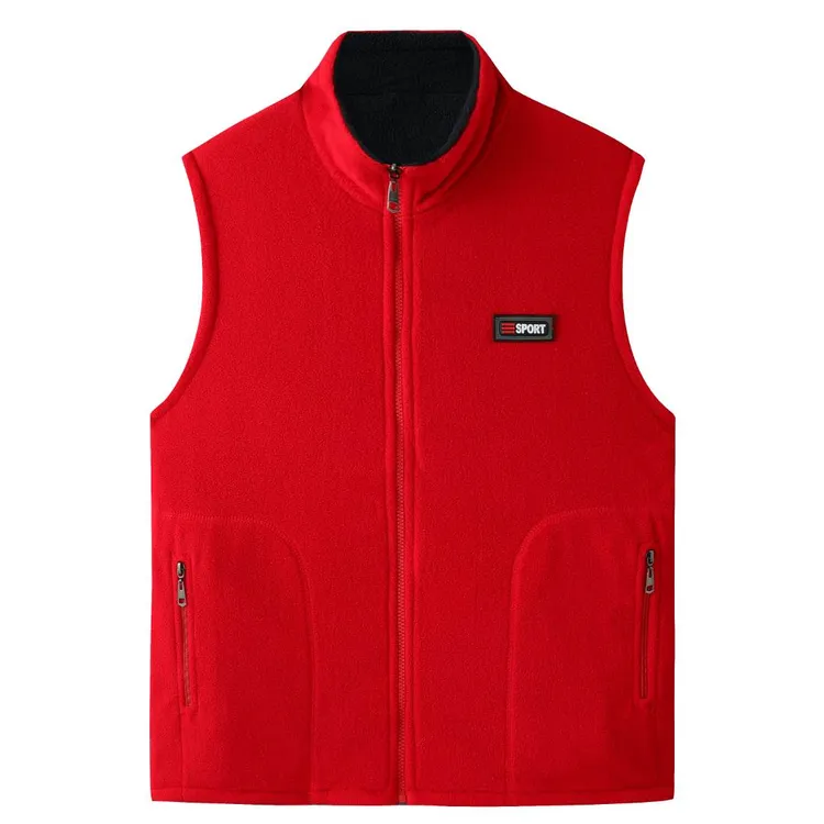 双面马夹妈妈加厚秋冬款抓绒外套薄款摇粒绒马甲时尚外穿双层背心