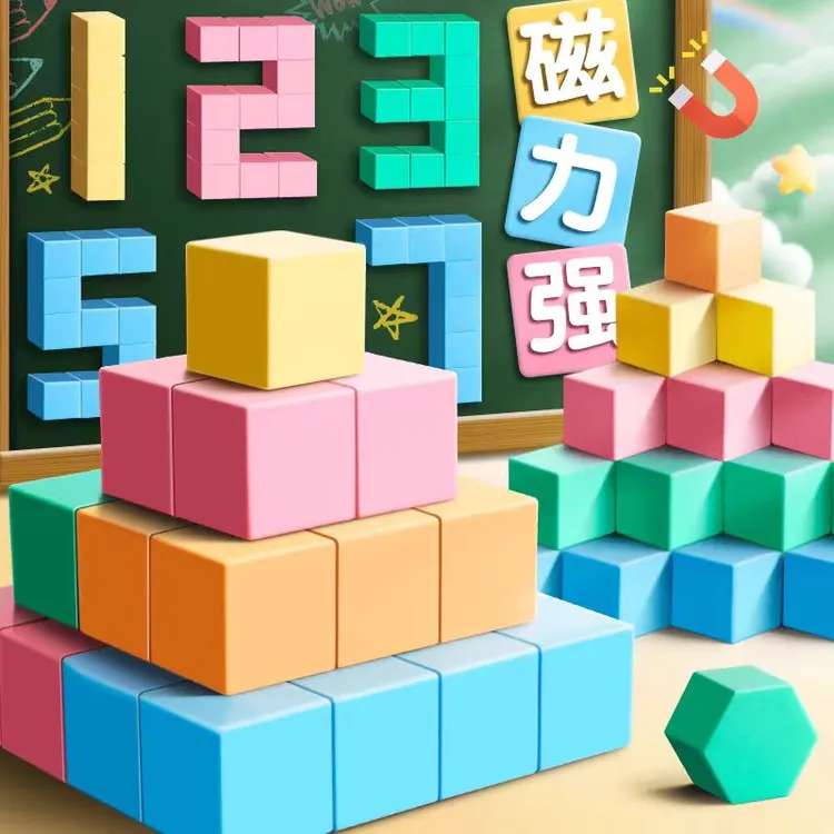 360°磁性正方体教具小学数学1-6年级观察物体同步磁力正方体积木 