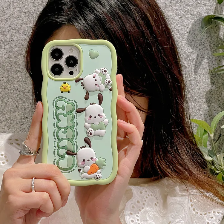 (苹果)牛油果帕恰狗卡通可爱适用iPhone15全包硅胶14promax手机壳