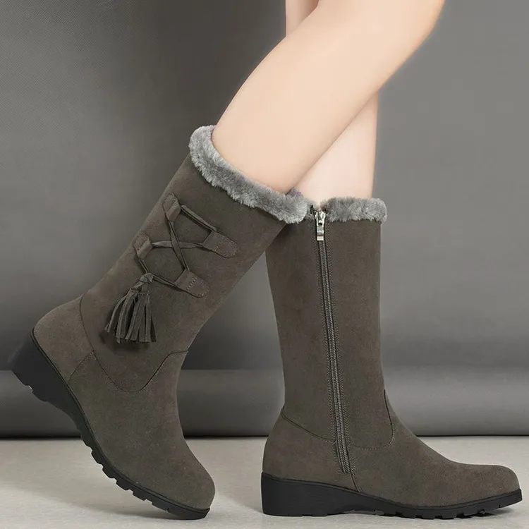 防滑耐磨厚底雪地靴女2025新款冬季女鞋加绒保暖真皮靴子东北棉鞋