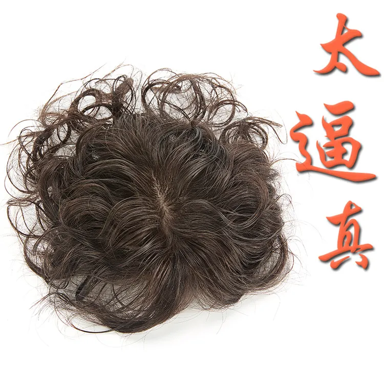头顶补发片女遮隐形轻薄手织增发神器真发发块发盖局部透气羊毛卷