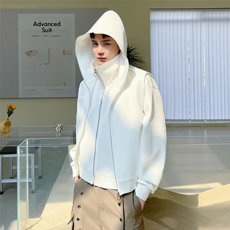 H78连帽马甲两件套拉链外套太空棉时髦短款开衫上衣外搭