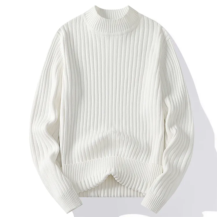 秋冬季半高领棉质毛衣男士青年情侣款时尚休闲百搭针织保暖打底衫