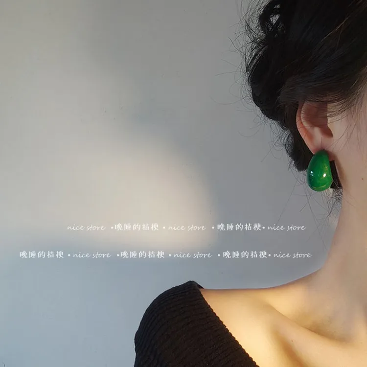 合金耳饰 晚睡的桔梗｜港风美人 复古摩登树脂耳环 