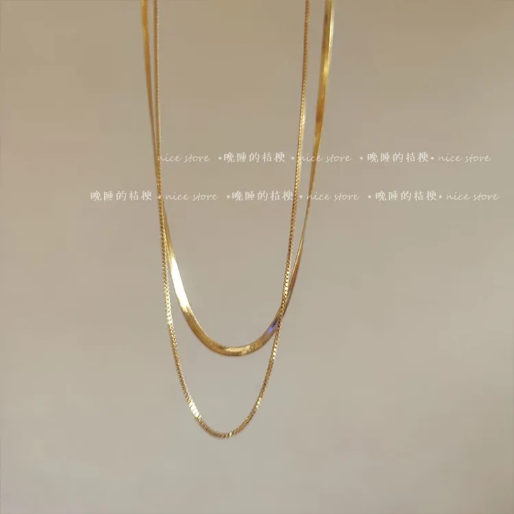 钛钢项链 晚睡的桔梗｜双层钛钢叠戴锁骨链子百搭小众高级感饰品女