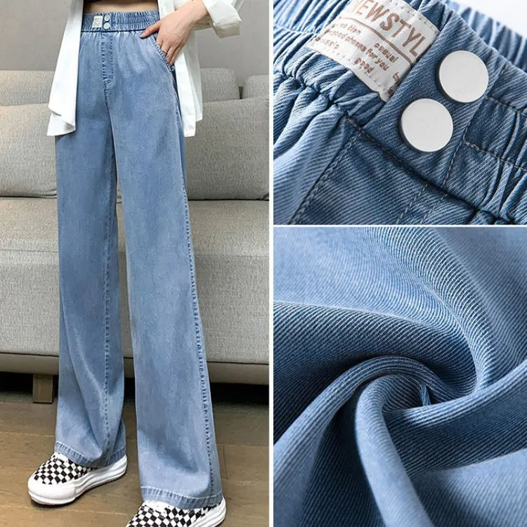 女童牛仔裤夏季2025新款洋气时尚薄款阔腿休闲防蚊裤小女孩运动裤
