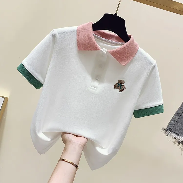 女童短袖T恤夏季2025新款儿童休闲凉感POLO衫青少年时髦夏装上衣