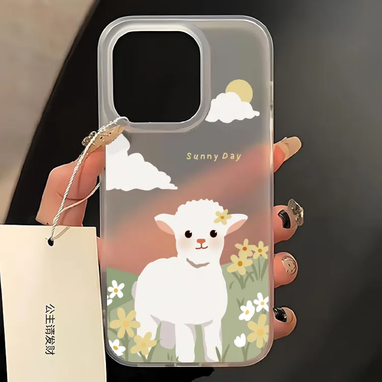 草原云朵小羊适用iphone13手机壳苹果15promax磨砂12小众14女款xs