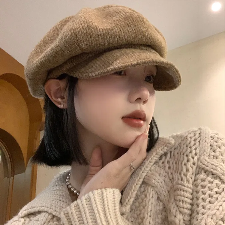 日系复古贝雷帽女秋冬季韩版大头围百搭蓓蕾帽子显脸小文艺画家帽