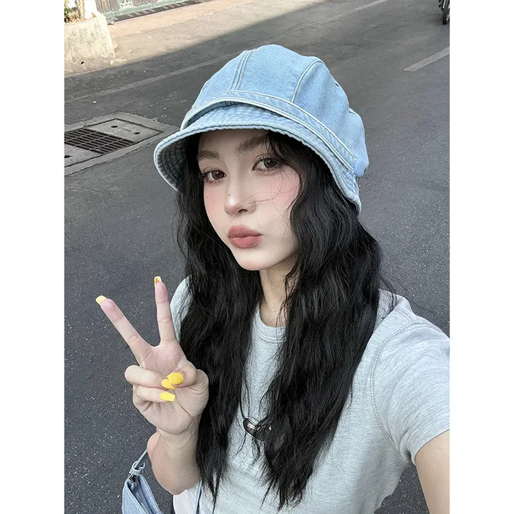 东大门同款复古牛仔鸭舌堆堆帽春夏出街造型贝雷帽女显脸小画家帽