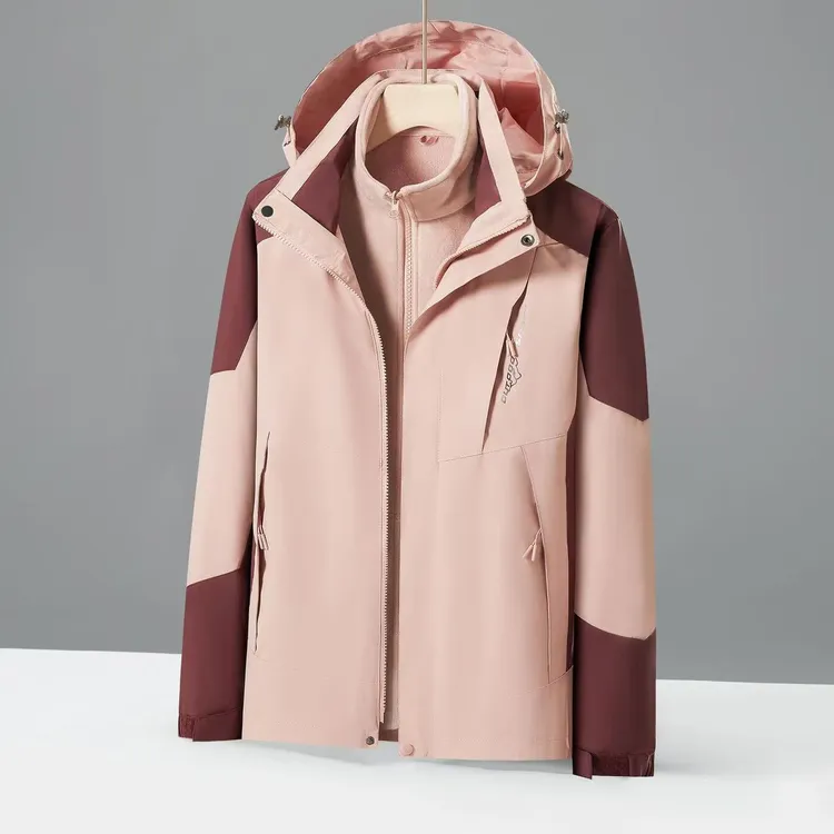 户外冲锋衣男女潮牌三合一可拆卸2023新款冬季加绒加厚登山服外套