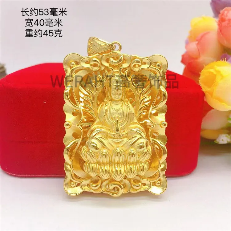 合金吊坠 镂空观音吊坠吊牌时尚金色大气精美挂坠