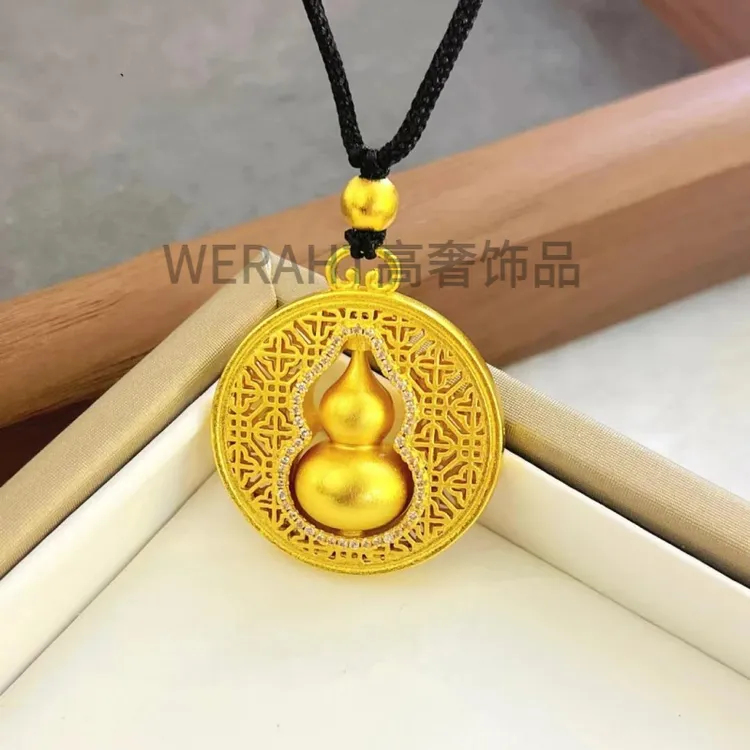 铜合金吊坠 新款罗盘灵动葫芦吊坠项链金色金色双面挂