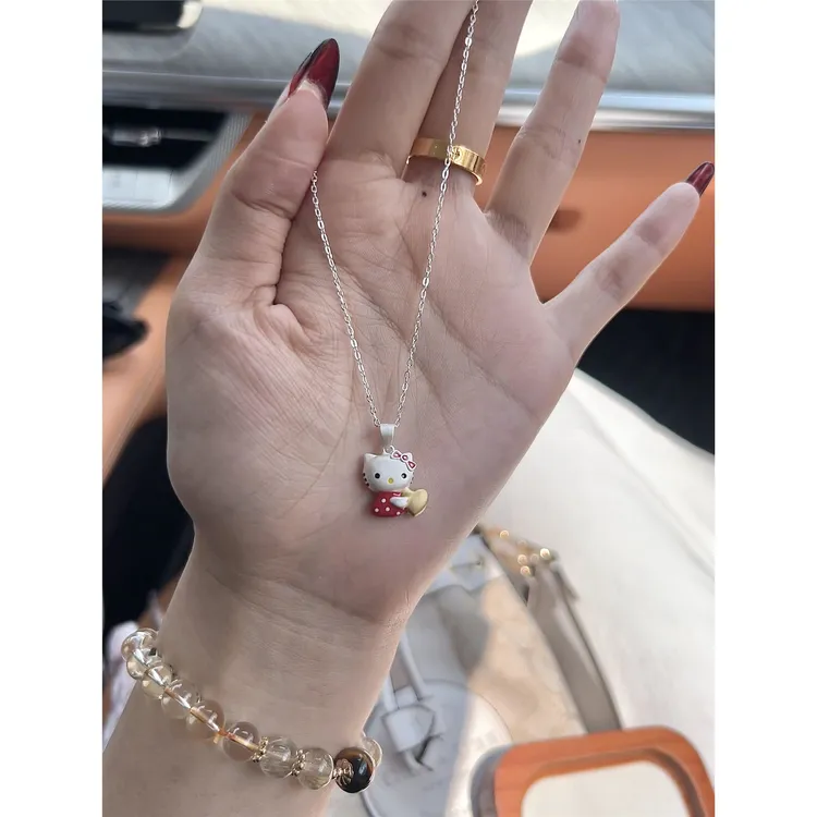 铜合金项链 kt猫爱心小众简约百搭气质少女感甜美锁骨链发光蝴蝶