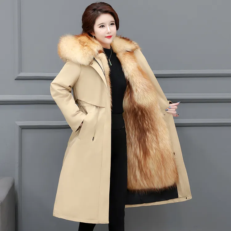 人造皮草 特价派克服女2025冬新款加厚内胆可拆卸仿皮草大衣外套