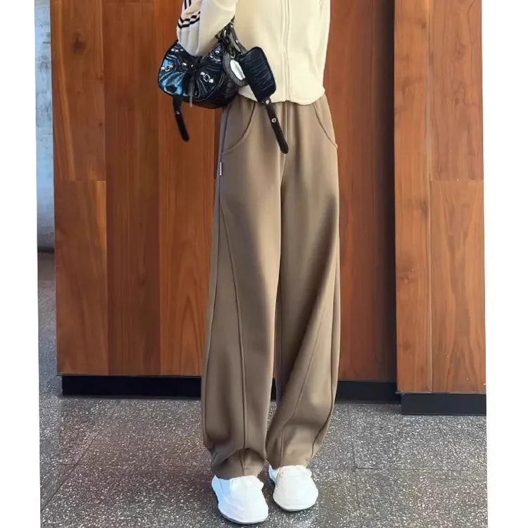 芊芊芙窄版香蕉裤女2025春秋新款高腰运动裤休闲直筒加厚阔腿裤子