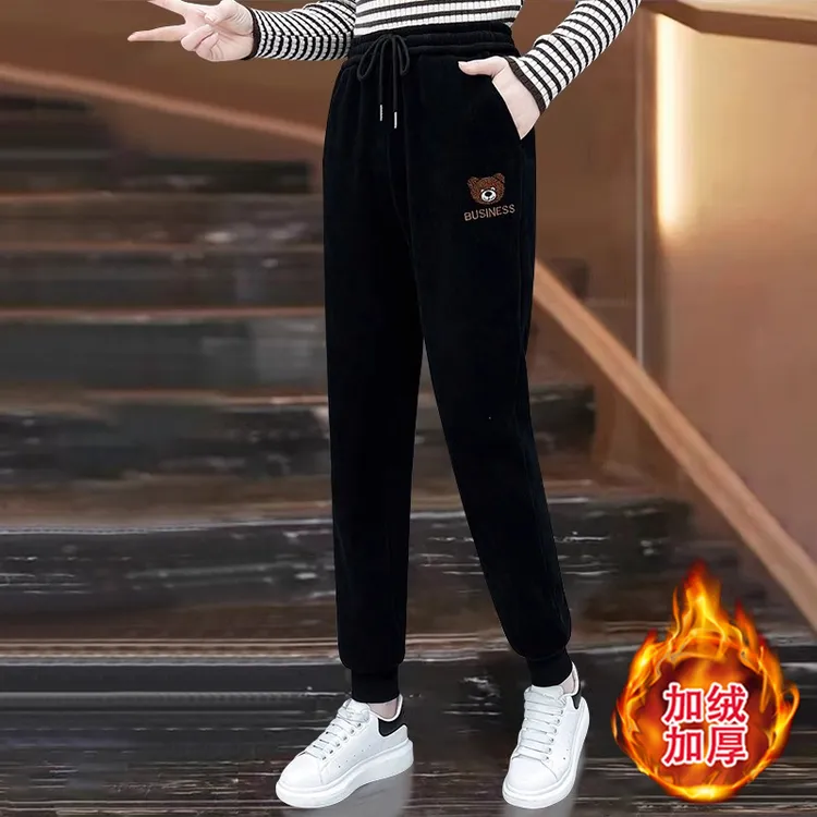 灯芯绒裤子女2025秋冬爆款小个子加厚休闲卫裤百搭显瘦加绒哈伦裤