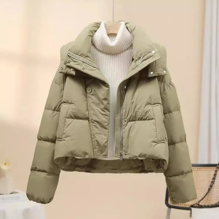 冬季棉衣百搭外套2025款小个子时尚洋气轻薄加厚保暖连帽棉服