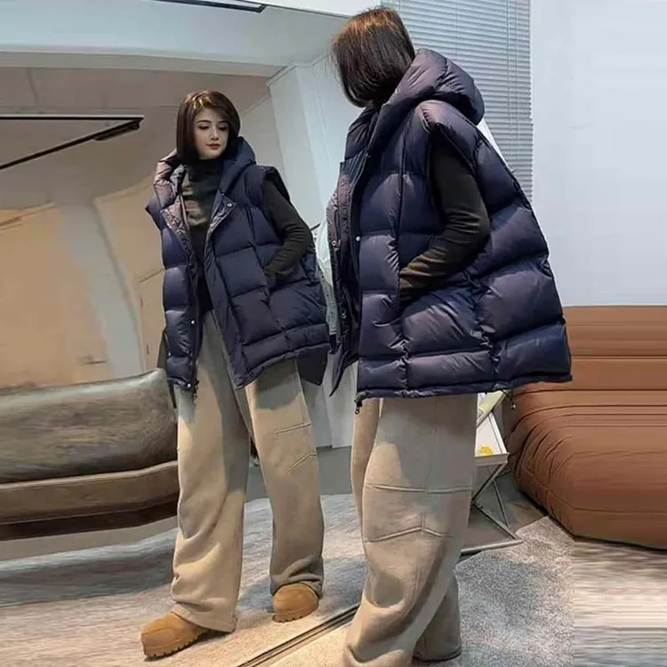 2025秋冬季新款女士松弛感保暖棉服马甲宽松百搭连帽欧货加厚马夹