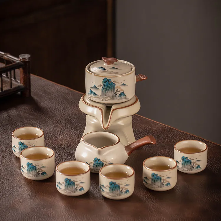 汝窑自动茶具套装家用高档懒人泡茶壶中式陶瓷功夫茶杯办公冲茶器