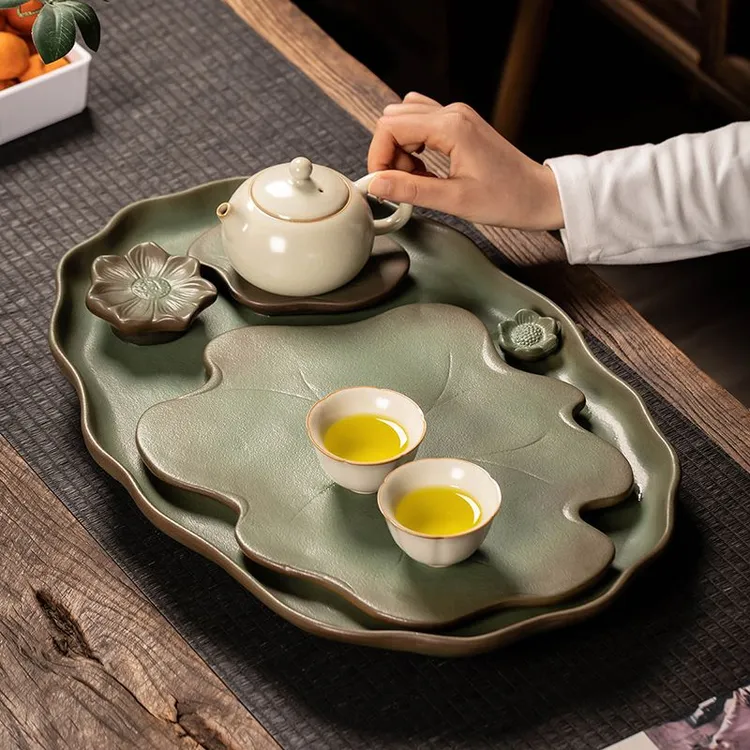 茶盘家用陶瓷大号客厅中式小型干泡茶台功夫茶具蓄排水式托盘茶海