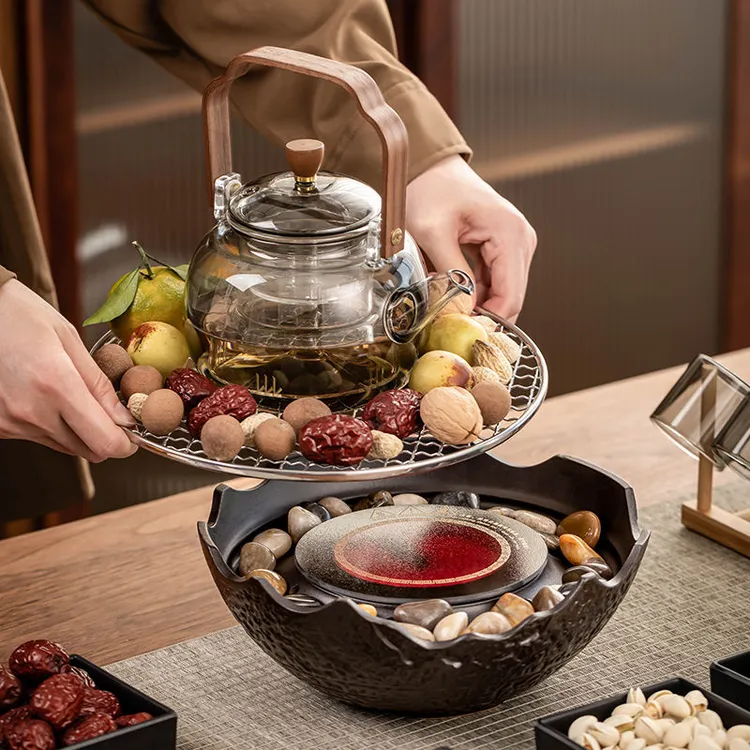 围炉煮茶茶具套装家用室内电陶炉煮茶器罐罐烤奶罐玻璃茶壶一整套