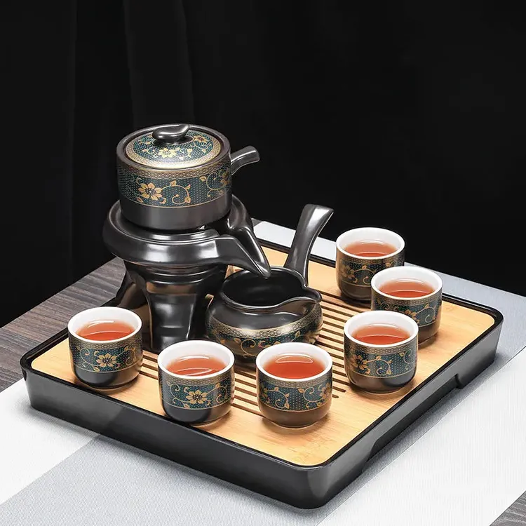懒人茶具套装家用喝茶防烫泡茶壶陶瓷功夫茶杯石磨半自动冲茶神器