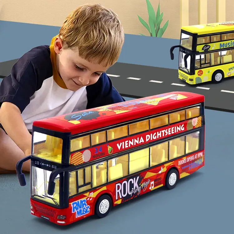 合金公交模型儿童双层公共汽车玩具车男孩校车仿真大号双层巴士