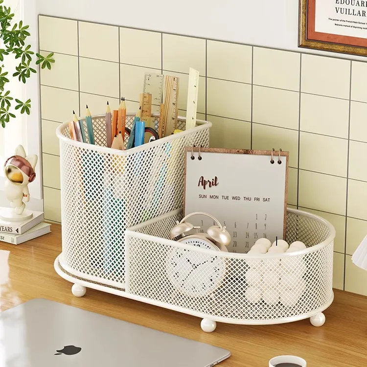 书桌置物架桌面书架办公桌工位杂物收纳盒学生宿舍文具装饰储物筐