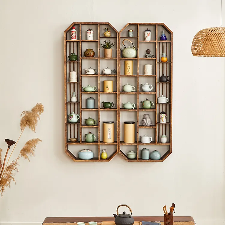 结构实木博古架壁挂上墙多宝阁客厅隔断现代设计置加物工厂清仓
