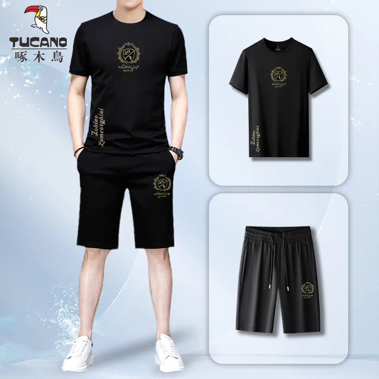 TUCANO/啄木鳥冰感套装清凉透气夏季男大码时尚户外短裤运动套装