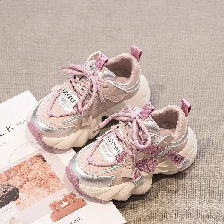 ABC女童老爹鞋2024春秋新爆款儿童鞋子软底运动鞋女孩跑步鞋网面