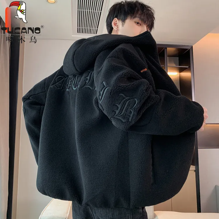 啄木鳥羊羔绒外套男士棉衣秋冬季新款加厚保暖棉袄美式外套男上衣