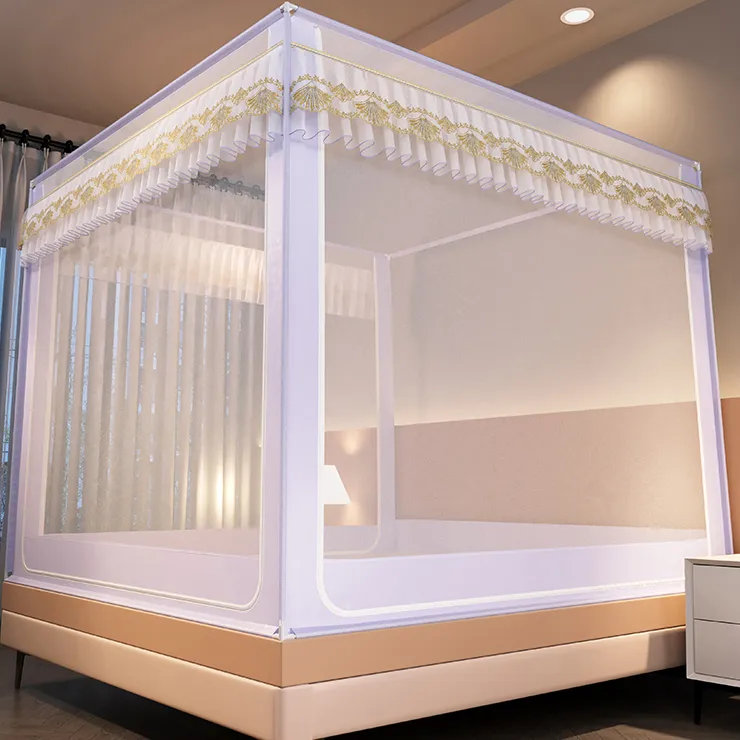 蚊帐家用卧室2024新款婴儿防掉全封闭防摔拉链式三开门防尘遮光